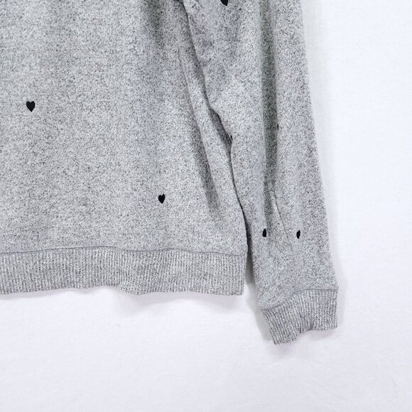 Rails Callahan Knit Sweater Size Large Melange Grey Black Hearts - Picture 9 of 12